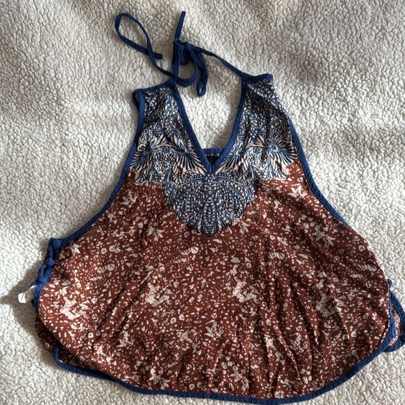 Free People Brown and Blue Women's  halter - Picture 1 of 3